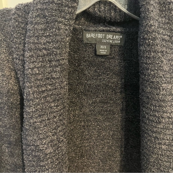 Barefoot Dreams XS/S CozyChic Lite Circle Cardigan Gray Grey Black Pockets - Picture 2 of 5